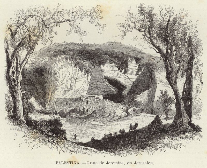 Palestina, Grot van Jeremia, in Jeruzalem door European School