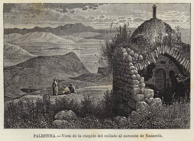 Palestina, Uitzicht vanaf de top van de heuvel ten noordwesten van Nazareth door European School