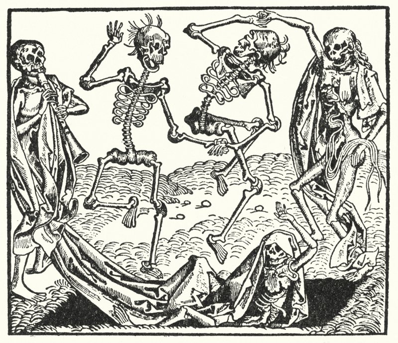 Skeletten van een middeleeuwse dodendans door European School