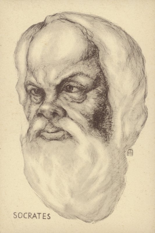 Socrates (c469 BC-399 BC), Oudgrieks filosoof (litho) door European School