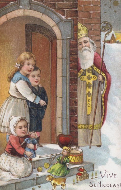 Kaart voor Sinterklaas (chromolitho) door European School