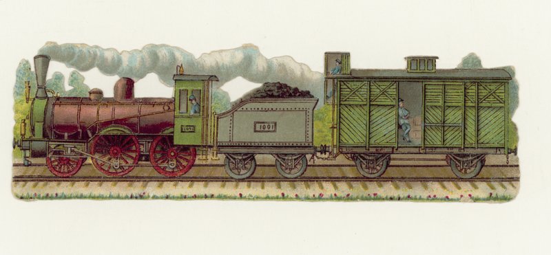 Stoomtrein (chromolitho) door European School