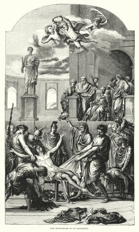 Het Martelaarschap van St. Laurentius door Eustache (after) Le Sueur