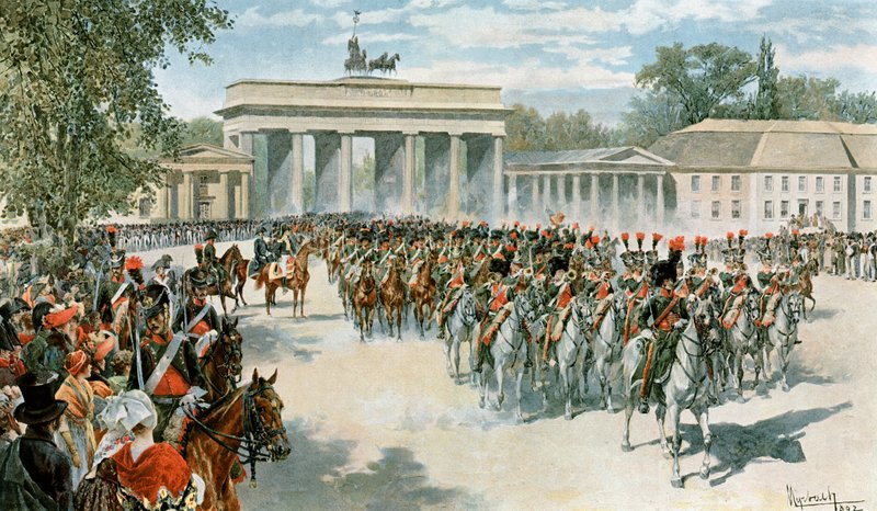 Ingang van het Franse leger in Berlijn door Felicien baron de Myrbach-Rheinfeld