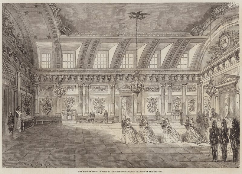 Het Bezoek van de Koning van Pruisen aan Compiegne, de Wachtkamer van het Kasteel door Felix Thorigny