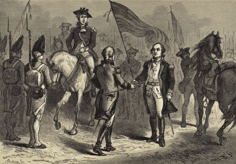 Generaal Lincoln ontvangt het zwaard van Cornwallis van generaal O