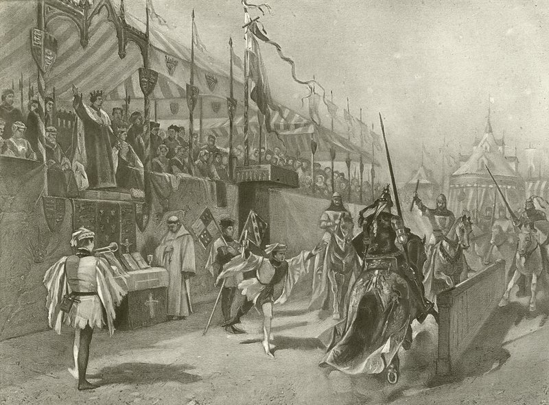 Koning Richard II. Act I, Scene III (gravure) door Felix Octavius Carr Darley