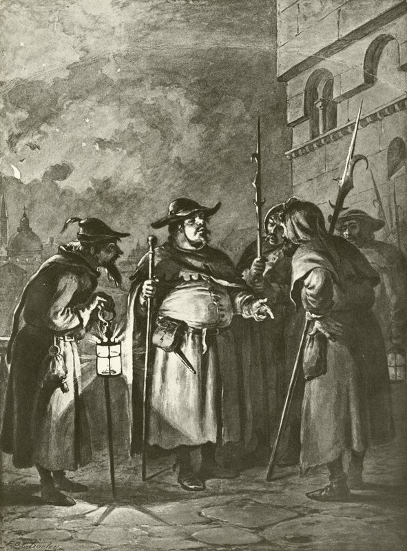 Veel drukte om niets. Act III, Scene III door Felix Octavius Carr Darley