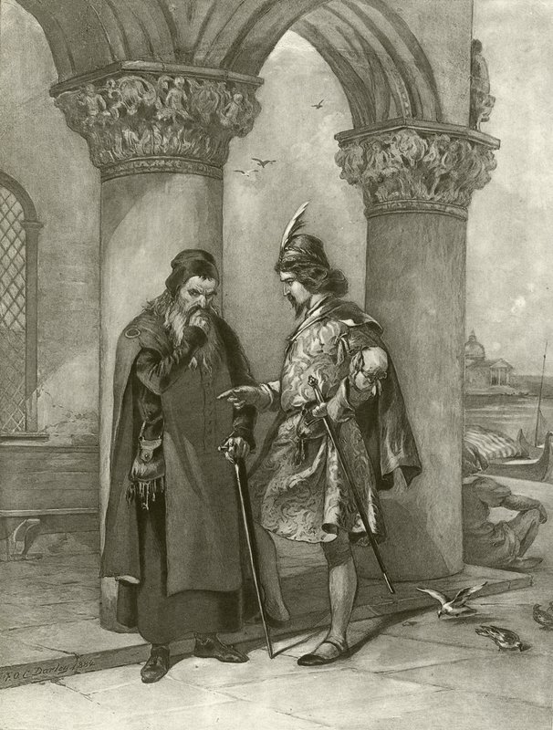 De koopman van Venetië. Act I, Scene III door Felix Octavius Carr Darley