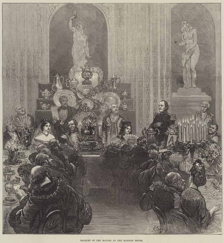 Banket van de burgemeesters in het Mansion House door Felix Regamey