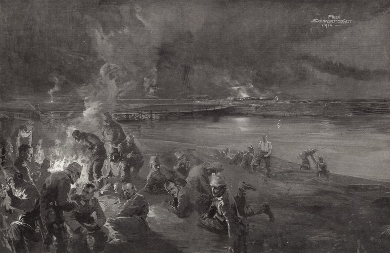 Duitsers op wacht bij de rivier Maas door Felix Schwormstadt