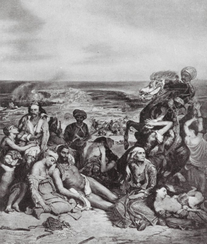 De slachtingen op Chios door Ferdinand Victor Eugene (after) Delacroix
