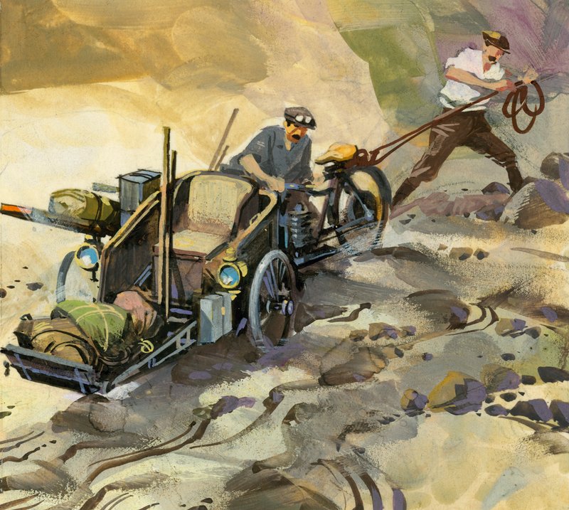 Tienduizend mijl autorace (gouache op papier) door Ferdinando Tacconi