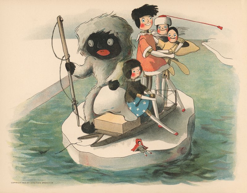 Illustratie voor De Golliwoggs Poolavonturen door Florence K. Upton