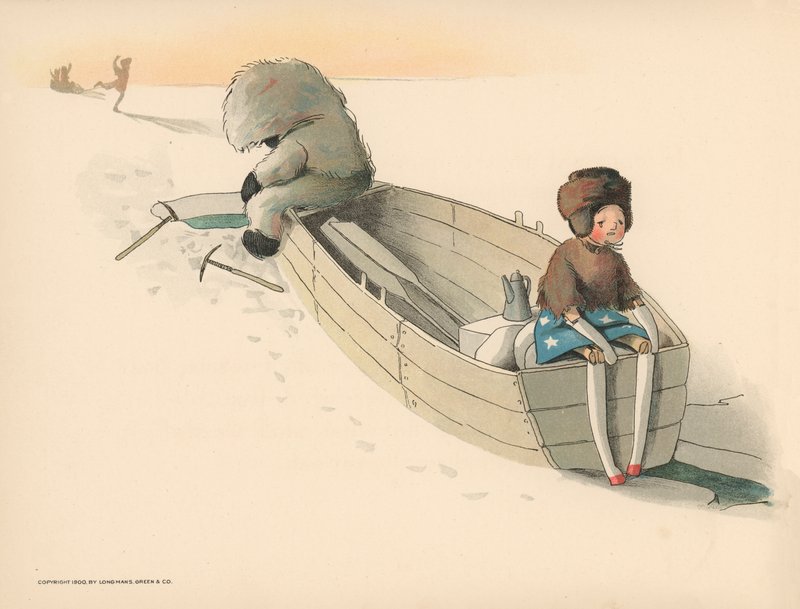 Illustratie voor De Golliwoggs Poolavonturen door Florence K. Upton