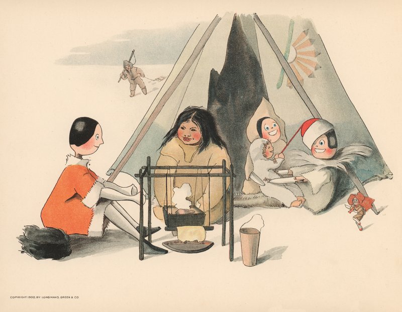 Illustratie voor De Golliwoggs Poolavonturen door Florence K. Upton
