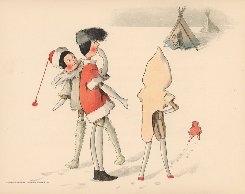 Illustratie voor De Golliwoggs Poolavonturen door Florence K. Upton