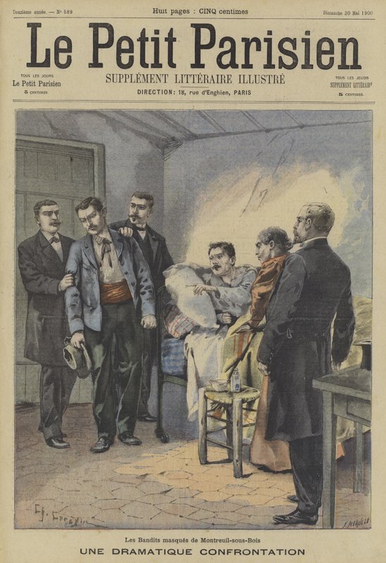 Een dramatische confrontatie: de gemaskerde bandieten van Montreuil-sous-Bois, Parijs door Fortune Louis Meaulle