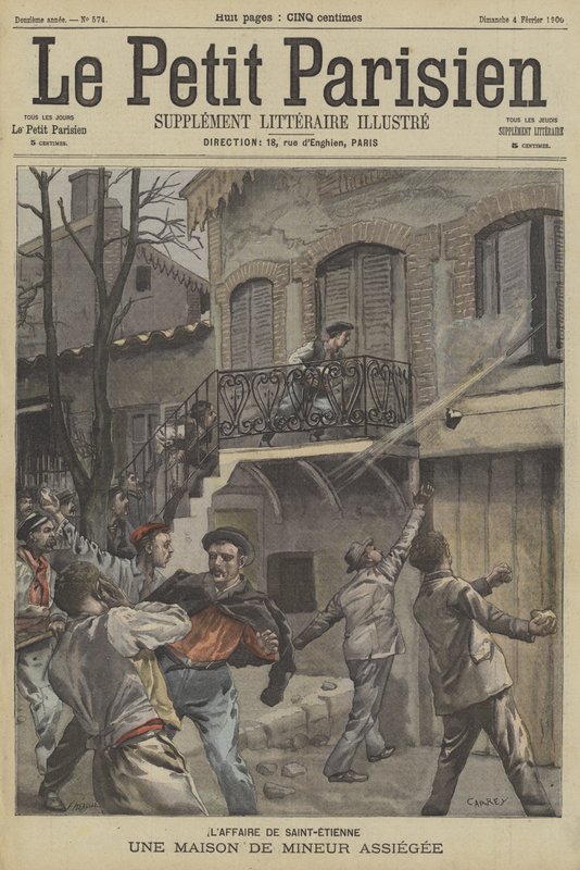 Een mijnwerkershuis onder belegering in St Etienne, Frankrijk door Fortune Louis Meaulle
