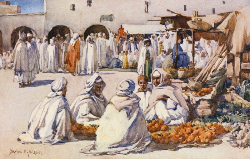 De fruitmarkt, Biskra door Frances Nesbitt
