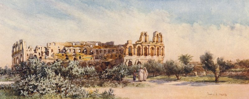 Het Romeinse Amfitheater, El Djem door Frances Nesbitt