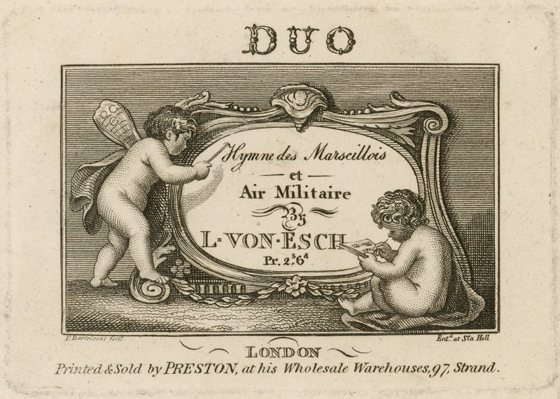 Titelplaat voor Hymne des Marscillois et Air Militaire door Francesco Bartolozzi