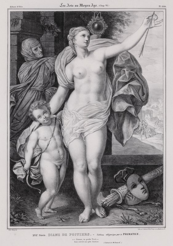 Allegorische schilderij van Diane de Poitiers, minnares van koning Hendrik II van Frankrijk door Francesco Primaticcio