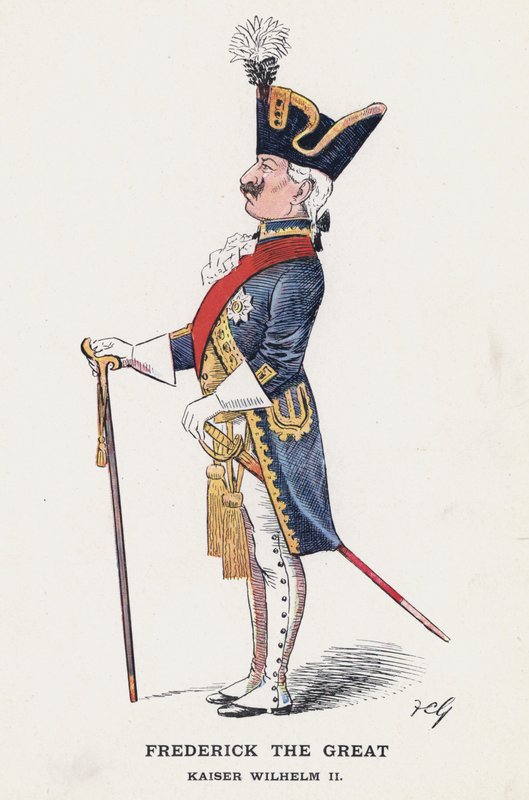 Frederik de Grote, Keizer Wilhelm II (kleur litho) door Francis Carruthers Gould