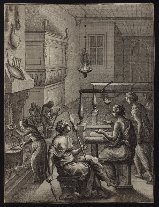 Vrouwen aan het werk door Francis Cleyn