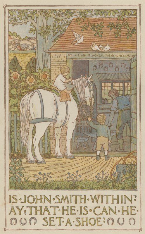 Is John Smith binnen ay dat hij is kan hij een schoen zetten (kleurenlitho) door Francis Donkin Bedford