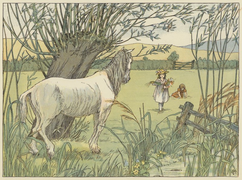 Het oude buspaard (kleurenlitho) door Francis Donkin Bedford