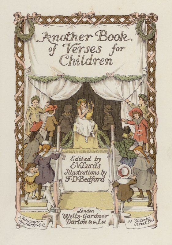 Titelbladillustratie voor Een ander boek met verzen (kleurenlitho) door Francis Donkin Bedford