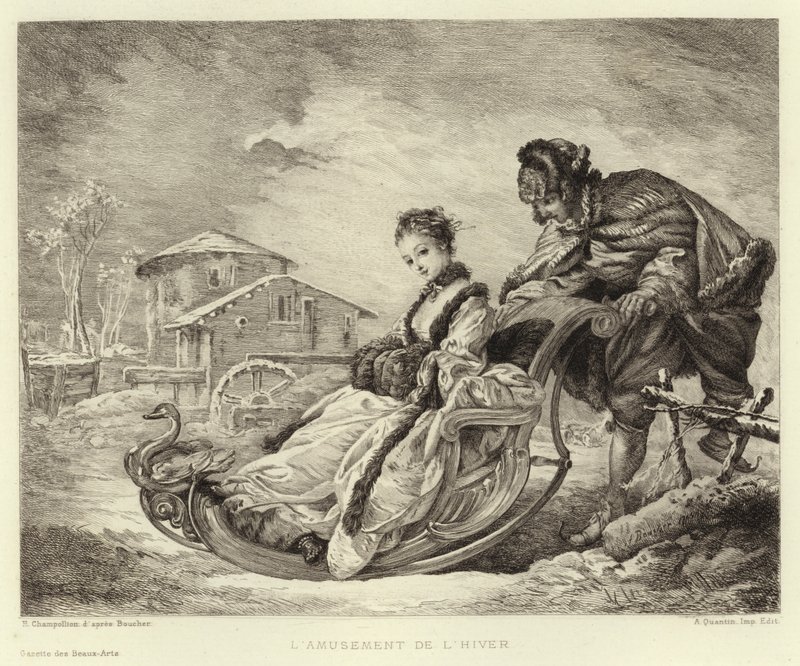 Het Wintervermaak door Francois (after) Boucher