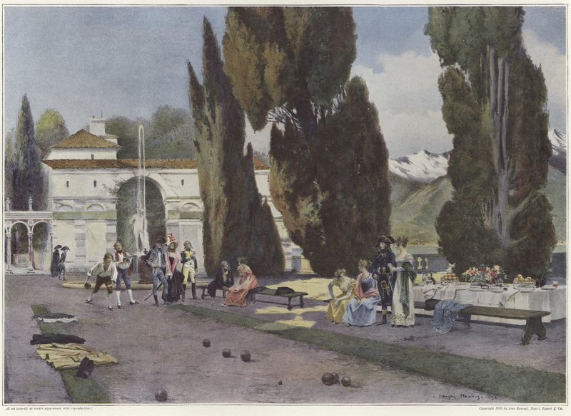 Soldaten die jeu de boules spelen tijdens de Italiaanse campagne door Francois Flameng