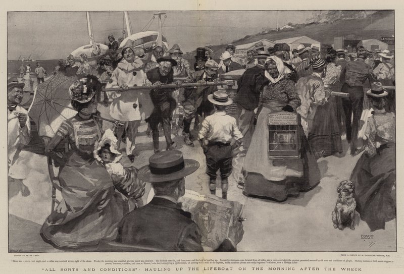 Alle Soorten en Condities, het Lifeboat ophalen op de Ochtend na het Wrak door Frank Craig