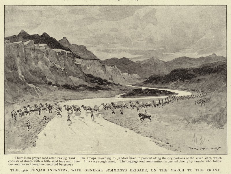 De 33e Punjab Infanterie, met de brigade van generaal Symmons, op mars naar het front door Frank Craig