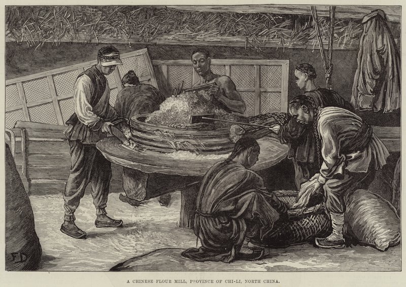 Een Chinese meelfabriek, provincie Chi-Li, Noord-China door Frank Dadd