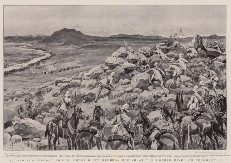 Een Poging tot Vrijheid Verijdeld, het Afhouden van Generaal Cronje bij de Modderrivier op 17 februari door Frank Dadd