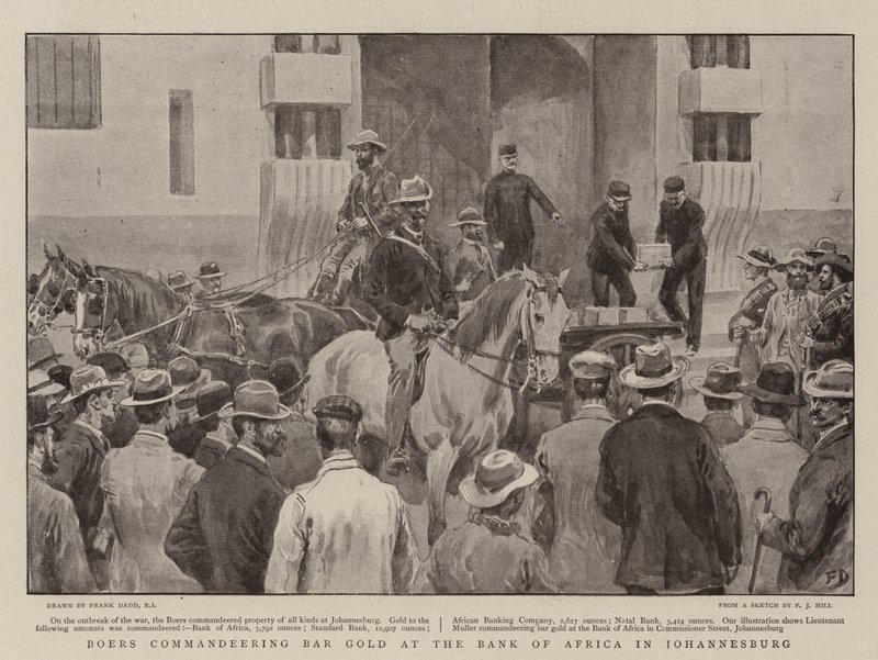 Boeren vorderen Bar Goud bij de Bank van Afrika in Johannesburg door Frank Dadd