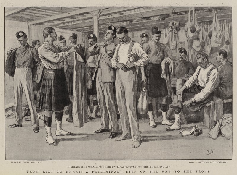 Van kilt naar kaki, een eerste stap op weg naar het front door Frank Dadd