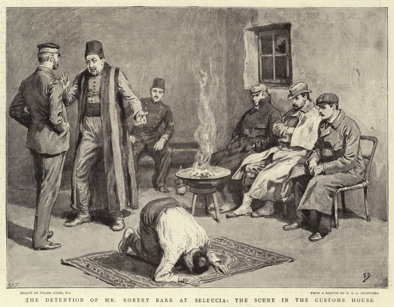 De Detentie van Robert Barr in Seleucia, de Scene in het Douanekantoor door Frank Dadd