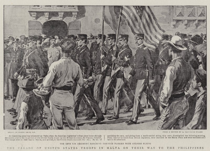 De Parade van Amerikaanse Troepen in Malta op weg naar de Filippijnen door Frank Dadd