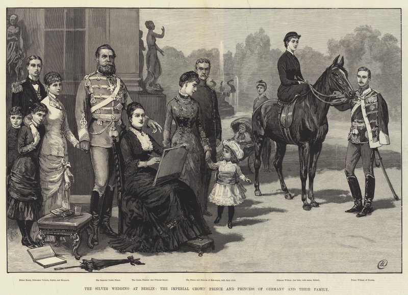 Het Zilveren Huwelijk in Berlijn, de Keizerlijke Kroonprins en Prinses van Duitsland en hun Familie door Frank Dadd