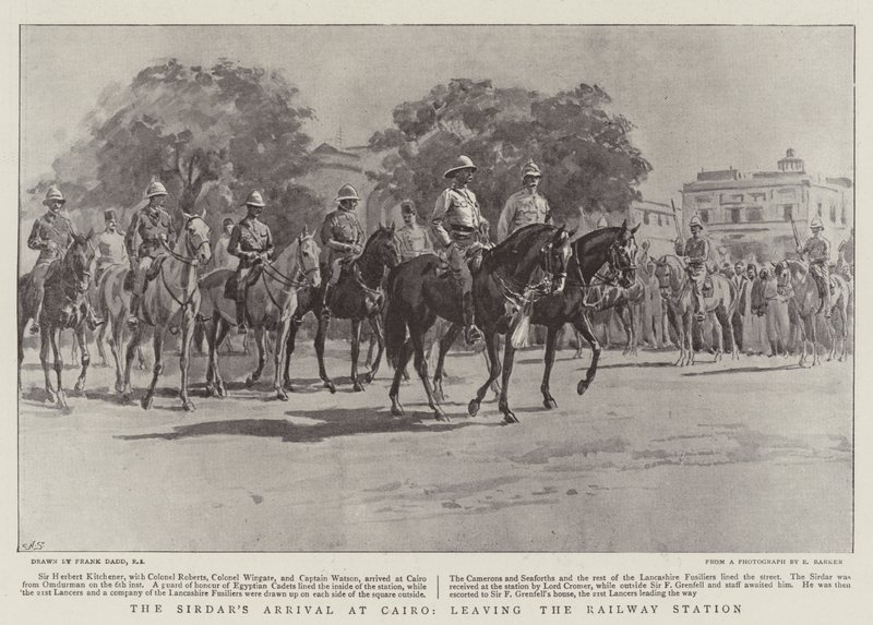 De aankomst van de Sirdar in Caïro, het verlaten van het treinstation door Frank Dadd