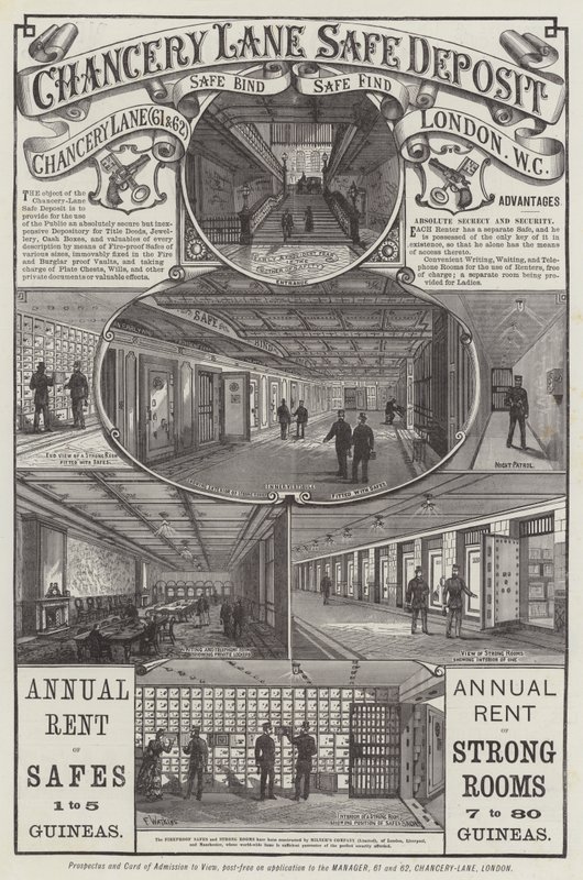 Advertentie, Chancery Lane Safe Deposit door Frank Watkins