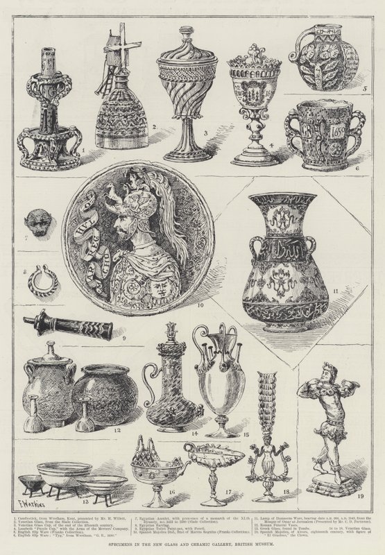 Specimens in de Nieuwe Glas- en Keramiekgalerij, British Museum door Frank Watkins
