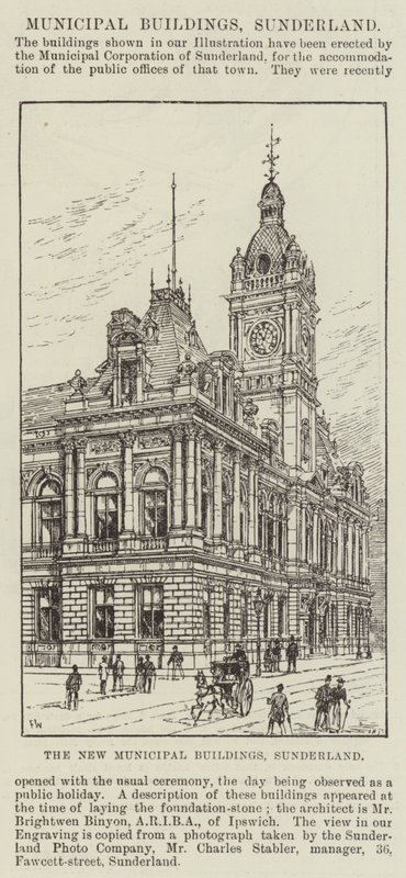 De nieuwe gemeentelijke gebouwen, Sunderland door Frank Watkins