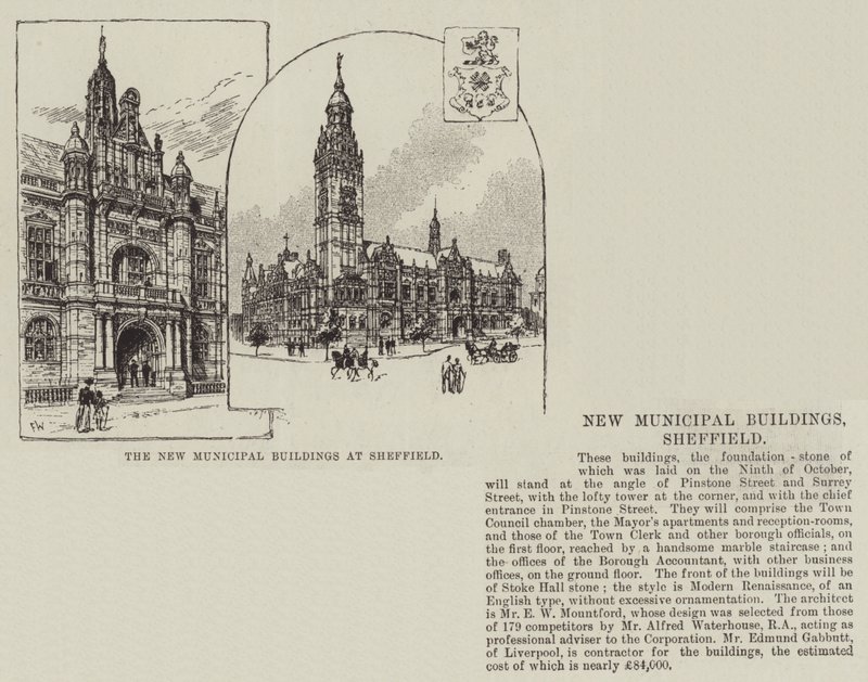 De nieuwe gemeentelijke gebouwen in Sheffield door Frank Watkins