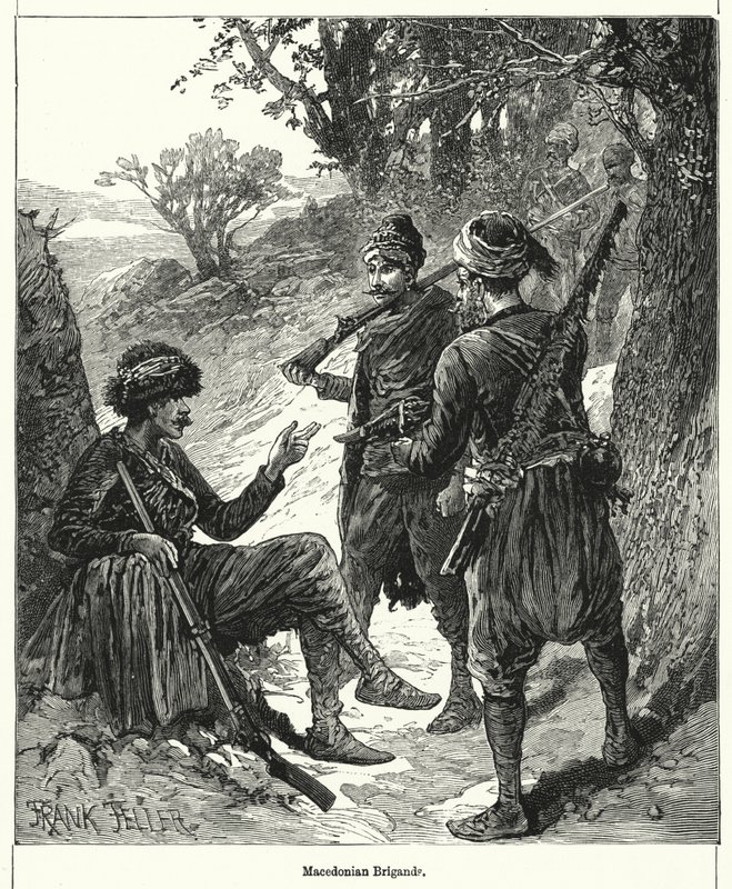 Macedonische bandieten (gravure) door Frank (after) Feller