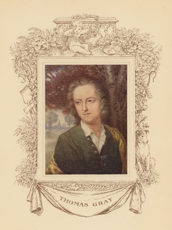 Portret van de dichter Thomas Gray door Frank Adams